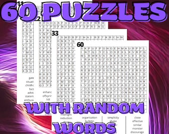 Word Search Puzzles for Adults, Printable Random Word Search Pages for Adults with Solutions