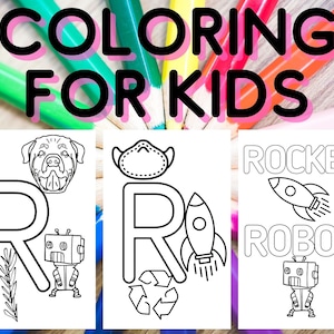80 páginas para colorear imprimibles con letras del alfabeto inglés para niños, niños pequeños y preescolares con letras grandes, imágenes y palabras, lectura en color y aprendizaje