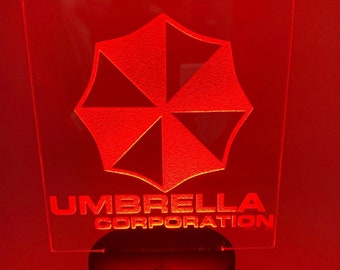 Resident Evil-inspired Umbrella  Engraved LED Light - Desk light or Night Light