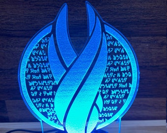 Dead Space-style "Church of Unitology Marker" Custom Engraved LED Light - Desk light or Night Light