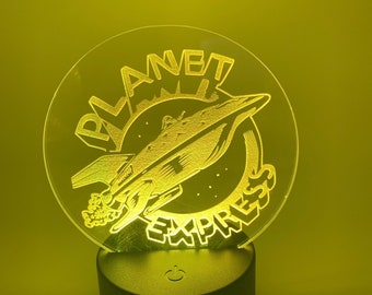 Futurama-inspired Planet Express  Engraved LED Light - Desk light or Night Light