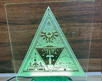 zelda "Triforce"  Custom Engraved LED Light - Desk light or Night Light