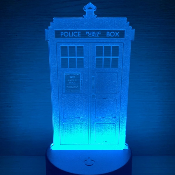 Doctor Who Tardis - Custom Engraved LED Light - Desk light or Night Light
