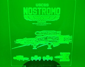 Alien USCSS Nostromo Ship, Engraved LED Light - Desk light or Night Light