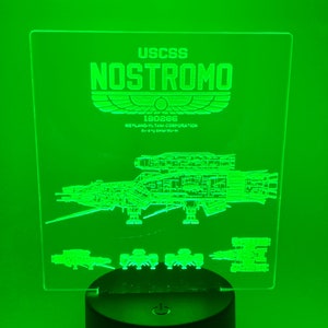 Alien USCSS Nostromo Ship, Engraved LED Light - Desk light or Night Light