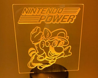 Nintendo-inspired Power, Engraved LED Light - Desk light or Night Light