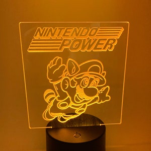 Nintendo-inspired Power, Engraved LED Light - Desk light or Night Light