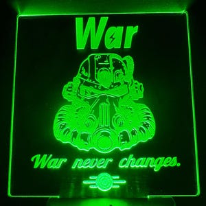 Fallout-inspired War Never Changes Custom Engraved LED Light - Desk light or Night Light