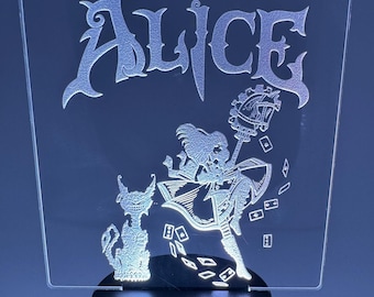 Alice Madness returns -  Custom Engraved LED Light - Desk light or Night Light