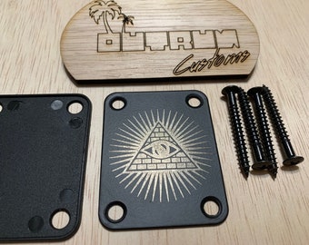 Illuminati - Custom etched Guitar Neck Plate