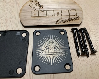 Illuminati - Custom etched Guitar Neck Plate