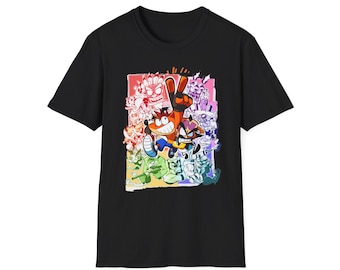 Crash Bandicoot Character Collage T-Shirt | Retro Video Game Tee