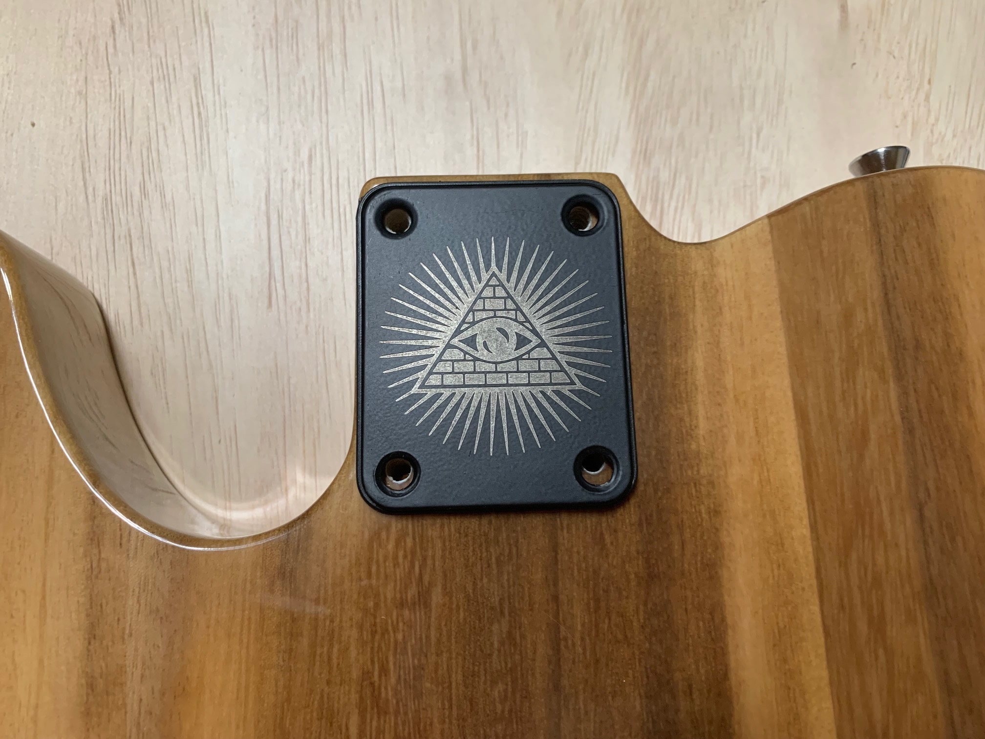 Custom etched Guitar Neck Plate Illuminati Etsy