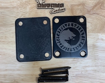 Custom etched Guitar Neck Plate - Viking