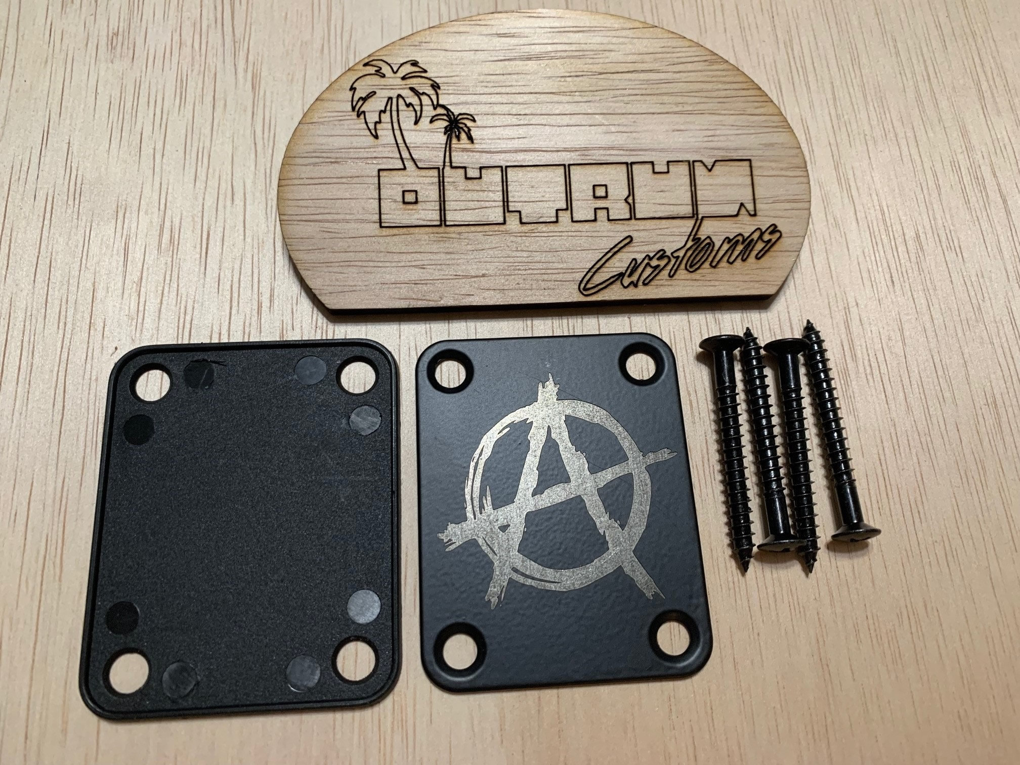 Custom etched Guitar Neck Plate Anarchy Etsy