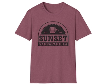 Vintage Sunset Sarsaparilla T-Shirt | Retro Graphic Tee for Nature Lovers, Summer Fun, Gift Ideas, Unisex Apparel