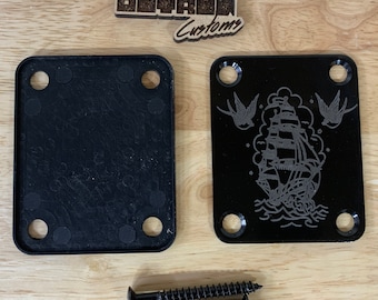 Pirate Ship - Custom etched Guitar Neck Plate