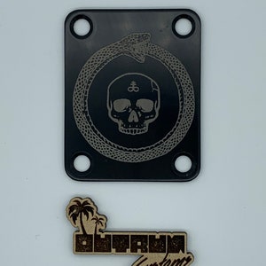 Ouroboros Skull - Custom etched Guitar Neck Plate