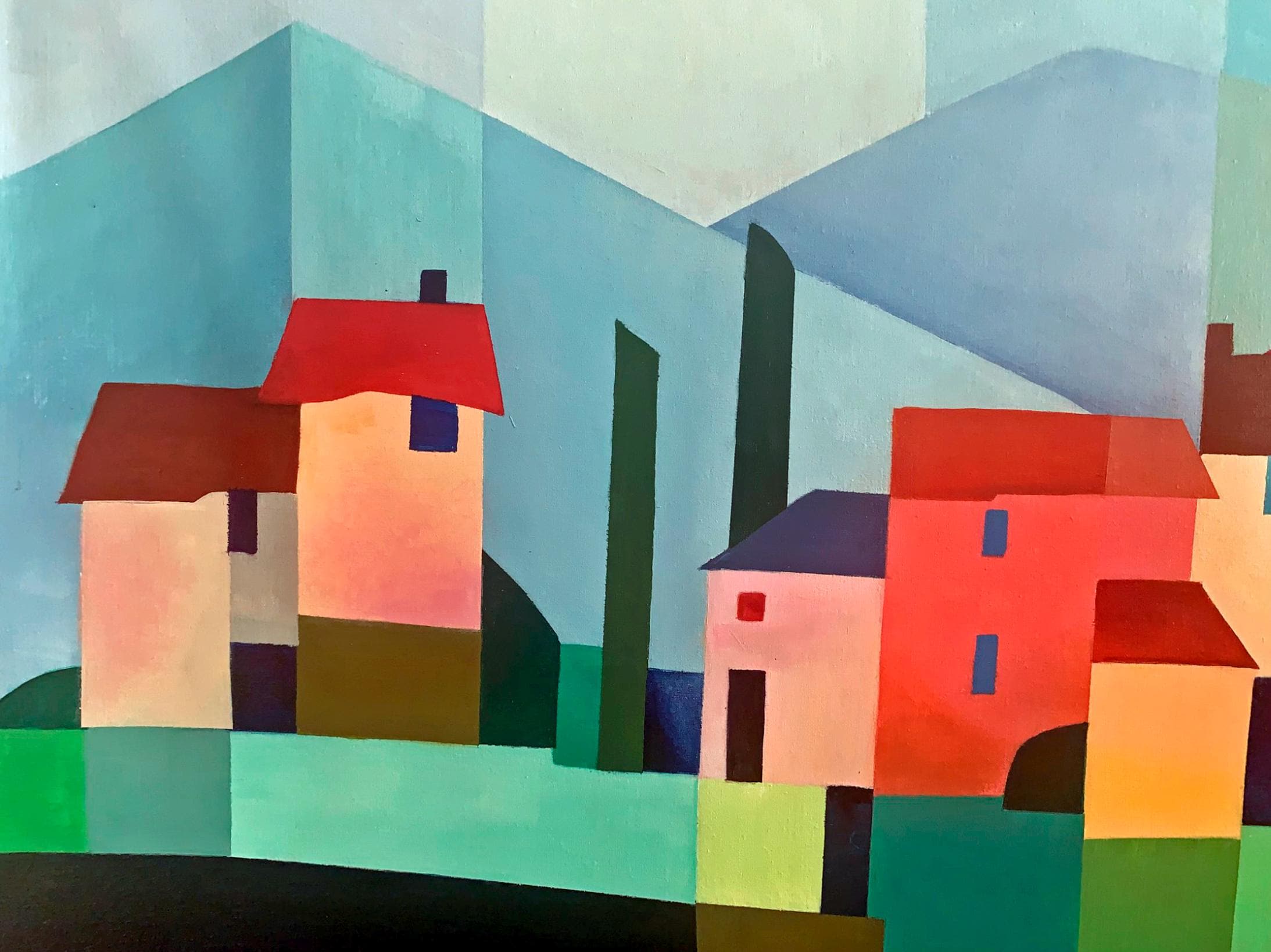 Countryside : 30' X 25' Beautiful Abstract Landscape Painting on ...