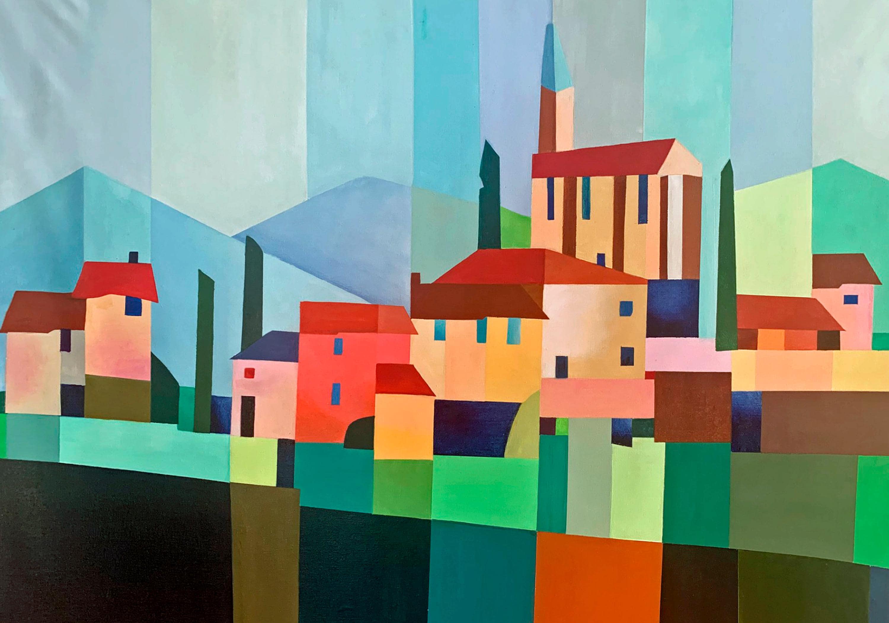 Countryside : 30' X 25' Beautiful Abstract Landscape Painting on ...