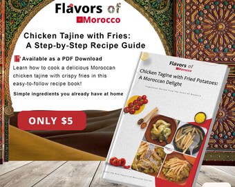 Recette de tajine de poulet aux pommes de terre frites PDF | Livre numérique sur la cuisine marocaine authentique | Livre de recettes à téléchargement immédiat | Repas traditionnel et facile