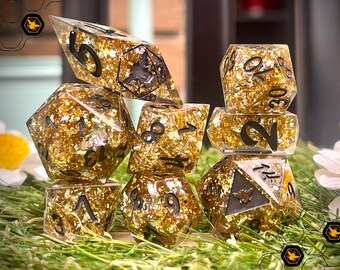 DnD Dice Hidden Vault | 8 Piece Handmade Polyhedral Dice Set