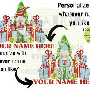Digitaal bestand ALLEEN Personaliseer Kerst Gnomes PNG-bestand, Sublimatie digitaal ontwerp, aangepast Afdrukken en vervolgens gesneden bestand GEEN fysiek product verzonden