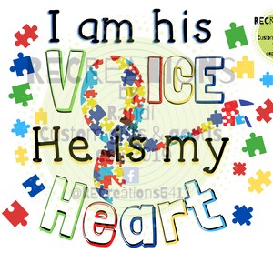 Ich bin seine Stimme er ist mein Herz Autismus Unterstützung sofortigen Download PNG, Sublimation digitaler Download, Autismus Awareness Druck dann Schnitt Download