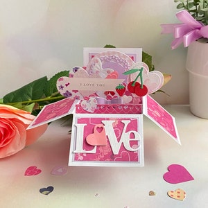 Tarjeta 3D Pop Up Box, tarjeta Pernalized Box, tarjeta Pop up Box, Amor por esposa, madre, amiga, aniversario, Día de la Madre