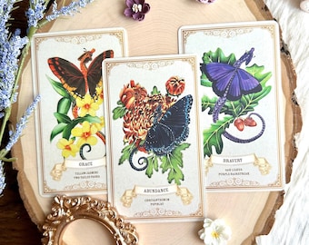 Butterfly Botanical Tarot Card Bookmark with Mystery Stickers
