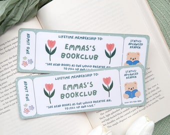 Personalized Book Club Ticket Bookmark | Book Lover Gift