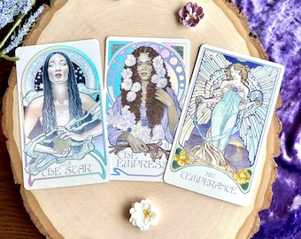 Art Nouveau Tarot Card Bookmark with Mystery Stickers