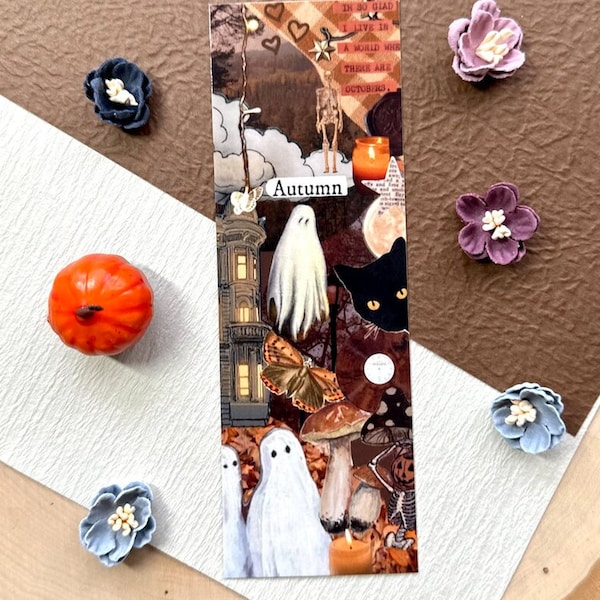 Autumn Bookmark | aesthetic bookmark, collage bookmark, aesthetic autumn bookmark, fall bookmark