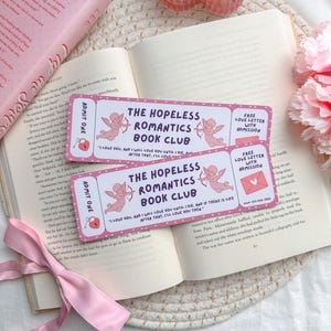 Hopeless Romantics Bookclub Bookmark |Lover Bookmark |Romance Book Lover |Book Gift |Vintage Literary Gift |Ticket Bookmark