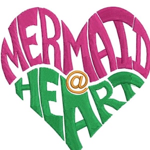 Mermaid at Heart Embroidery File | Digital Embroider Mermaid Heart File | Mermaid Heart embroidery file | Mermaid heart | Embroider File