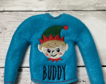 In The Hoop - ITH Elf Sweater, Custom Christmas elf sweater, Elf Christmas Sweater Embroidery design, elf costume, elf clothes