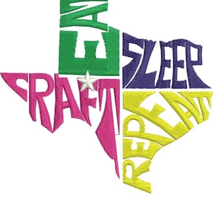 Eat, Sleep, Craft, Repeat Embroidery File | Digital Embroidery File | Digital Embroidery Word Art | Embroidery Word Art