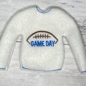 In The Hoop- ITH Santa&#39;s elf sweater, Game Day football elf sweater embroidery file, game day digital file, game day elf digital design