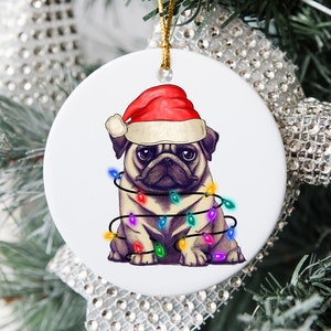 Pug Christmas Ornament, Dog Christmas Ornament. Pet Christmas Ornament, Christmas Ornament Pug, Pet Christmas Ornaments, Dog Mom Xmas