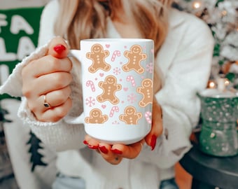Gingerbread Christmas Mug, 15oz Christmas Mug, Gingerbread Man Christmas Mug, Christmas Gift Mug, Christmas Coffee Mugs, Xmas Gift Mug 15oz