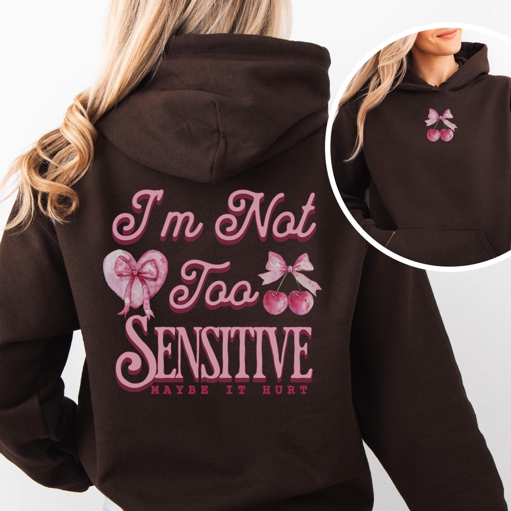 Pink Bow Hoodie, Preppy Hoodie, I'M Not Too Sensitive Hoodie, Y2K Hoodie, Coquette Cherry Hoodie, Aesthetic Hoodie,Coquette Hoodie Livingtee
