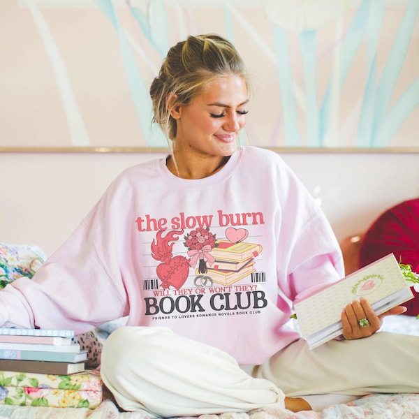 The Slow Burn Book Club Sweatshirt, Book Club Sweatshirt, Romance Book Sweatshirts, Bookish Gift, Book Lover Crewneck, Romance Tropes Shirt