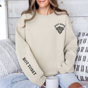 Highland Cow Sweatshirt, Crazy Heifer Not Today Sweatshirt, Animal Sweatshirt, Sleeve Print Sweatshirt, Highland Cow Gift, Funny Cow Sweater