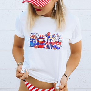 Independence Day Coffee Tshirt, Fourth of July Coffee Cups Shirt, Coffee Lover Independence Day Tshirt, July 4th Coffee Tshirt, Coffee Lover
