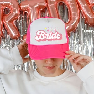 Bride and Bride Tribe Trucker Hats, Bridal Party Hats, Bachelorette Hats, Y2K Bachelorette, Bride Tribe Hat, Bride Hat