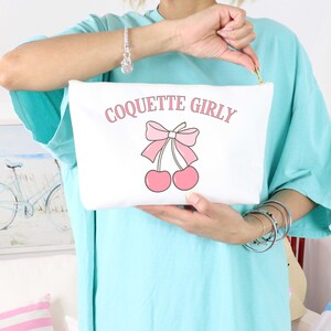 Cherry Makeup Bag, Coquette Makeup Bag, Coquette Cherry Cosmetic Bag, Large Cosmetic Bag, Coquette Girly Makeup Bag