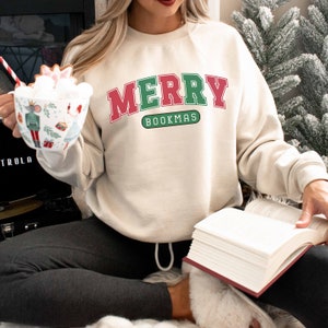 Merry Bookmas Sweatshirt, Book Lover Sweatshirt, Bookish Gift, Reader Shirt, Cute Christmas Outfit for Book Lover, Reader Gift, Xmas Sweater