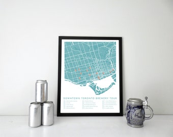 Downtown Toronto Brewery Tour Art Print, Gifts for Him, Gifts for Dad, Beer Art