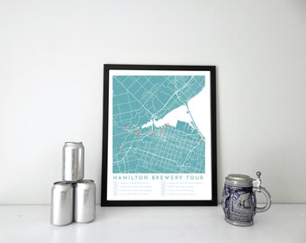 Hamilton Brewery Tour Art Print, Gifts for Him, Gifts for Dad, Craft Beer Lovers