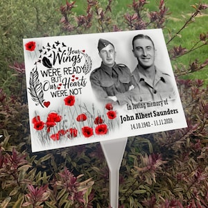 Personalised grave marker with large ground stake - Temporary grave plot headstone - Photo memorial plaque - Any design can be printed.